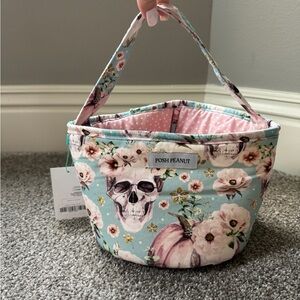 Posh Peanut Floral Skull Basket - Blue and Pink